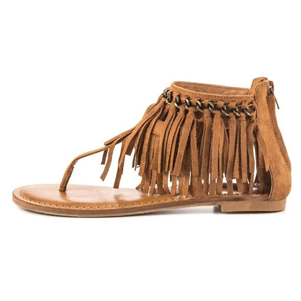 Fringe Tan Sandals